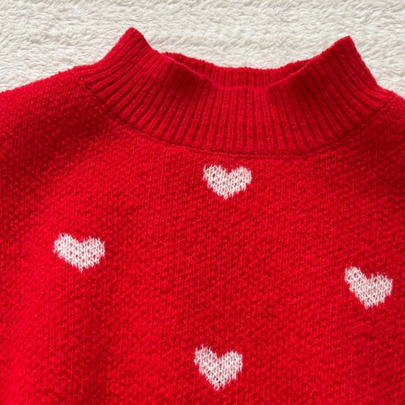 Cozy Red and White Heart Women's Sweater - Picture 4 of 6